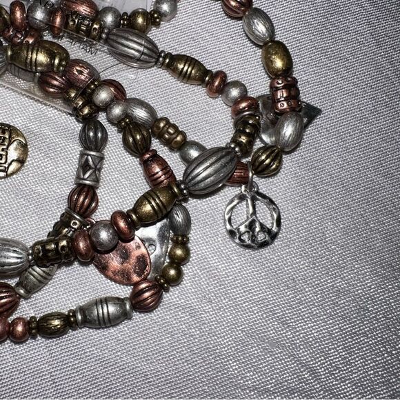 New Icon Collection Peace Bracelets Doves Peace Signs Stretch Multi Metallic - Picture 4 of 8
